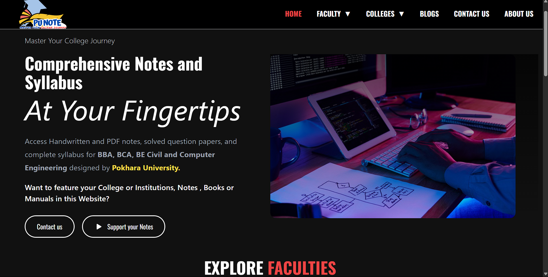 Pokhara University Notes Site Screenshot
